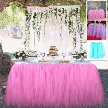 

Tutu Table Skirt Tulle Tableware Christmas Tablecloth Skirts Wedding Party Banquet Dinner Decoration Jupe De mantel de tull