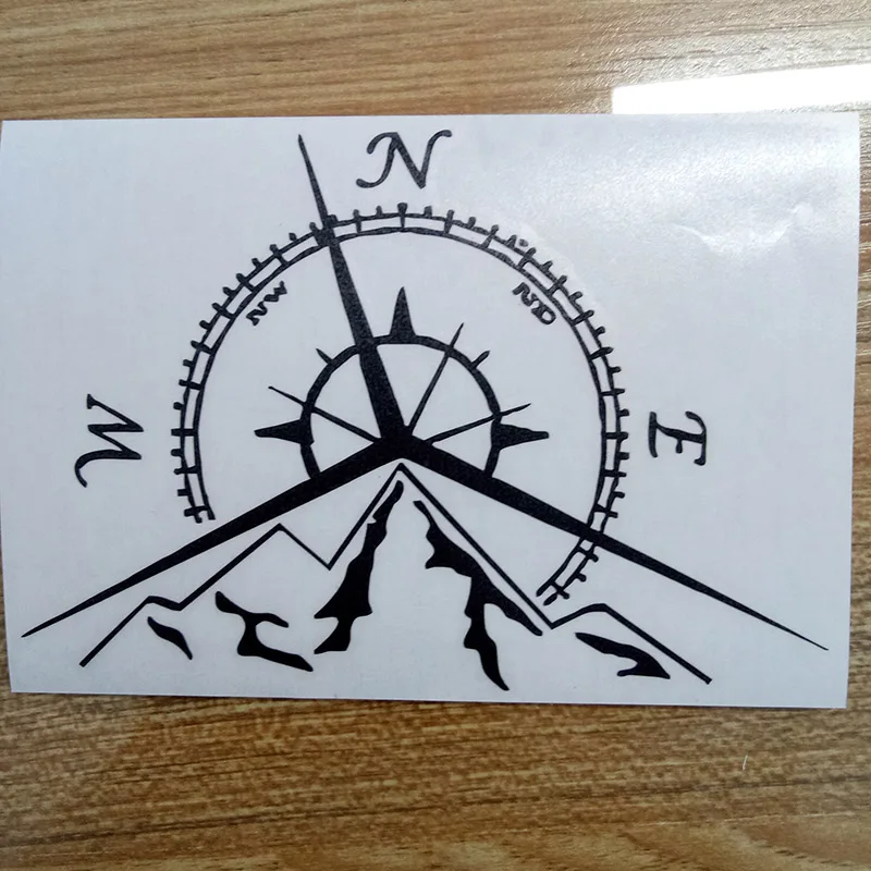 NSWE Fashion Mountains Compass Rose Decal Nautical Compass Navigate Car Sticker