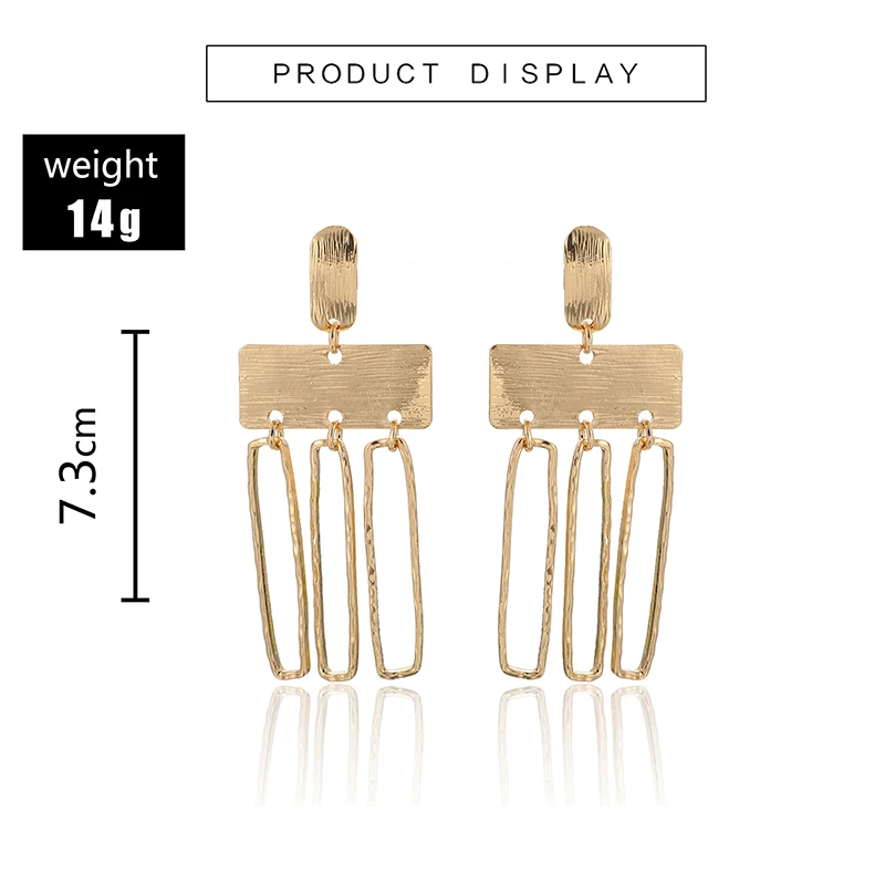 Tocona Панк Стиль Новая мода Висячие индивидуальные серьги золотой цвет. Полый геометрический ювелирные изделия женские вечерние аксессуары подарок B05401