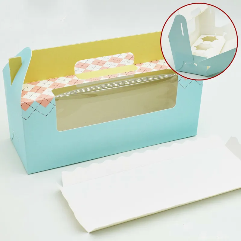 20 шт коробка для кексов с оконной ручкой цирк Единорог рулон торт крафт-бумага подарочная упаковка вечерние коробки для свадебного торта - Цвет: 3-2