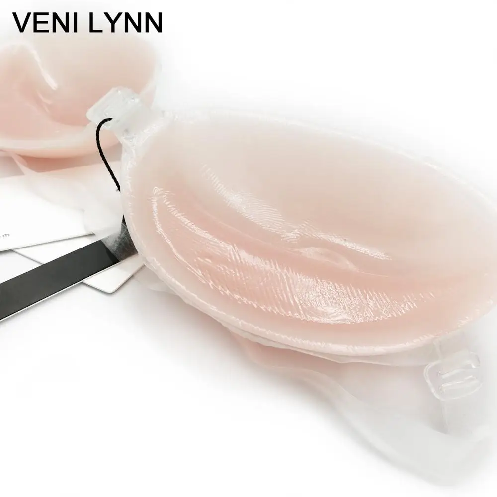 VENI LYNN 1.5cm Thick 1/2 Cup Self-adhesive Stick On Gel Push Up Padded Silicone Bras with Straps Women Seamless Underwear A B C