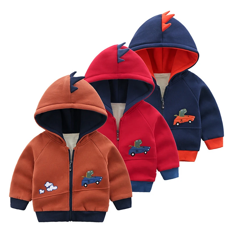 Baby Girls boys fleece Jacket Kids Warm Print Cartoon car croco Pattern Long Sleeve Children Outerwear clothing | Детская одежда и