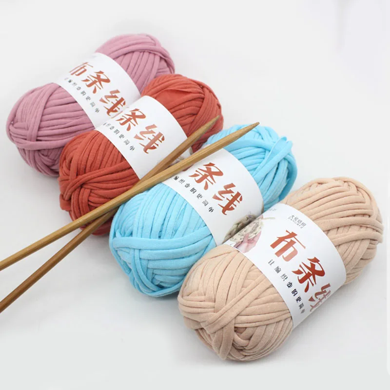 

100g/ball Thick Cloth Fabric Strip Yarn 100% Polyester Craft Hand Knitting Crochet DIY Cushion Blanket Cloth Strip