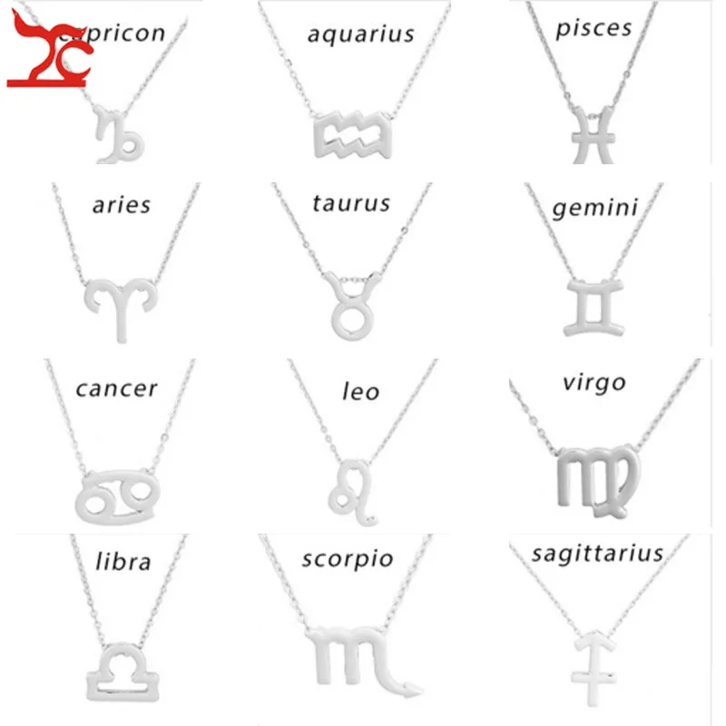 

Vintage 12 Zodiac Sign Gold Pendant Classic 12 Constellation Silver Necklace Choker Jewelry For Women Birthday Parthy Gift