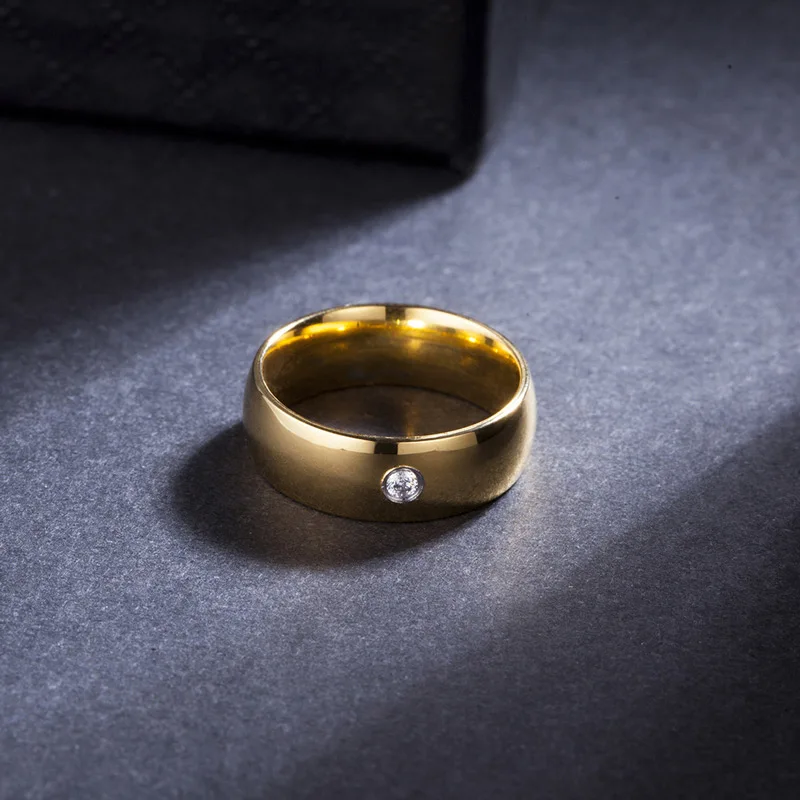 Женские кольца olowu золотого цвета из нержавеющей стали, мужские простые классические кольца с кубическим цирконием, мужские кольца, Свадебные обручальные кольца, ювелирные изделия