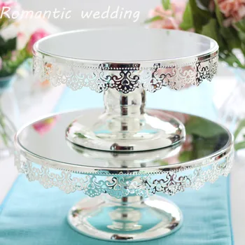 

6pcs/lot Free Shipment Wedding Metal Silver Cake Cake Fruit Plate Dessert Table Decoration Wedding Party Baking Tray Decorations