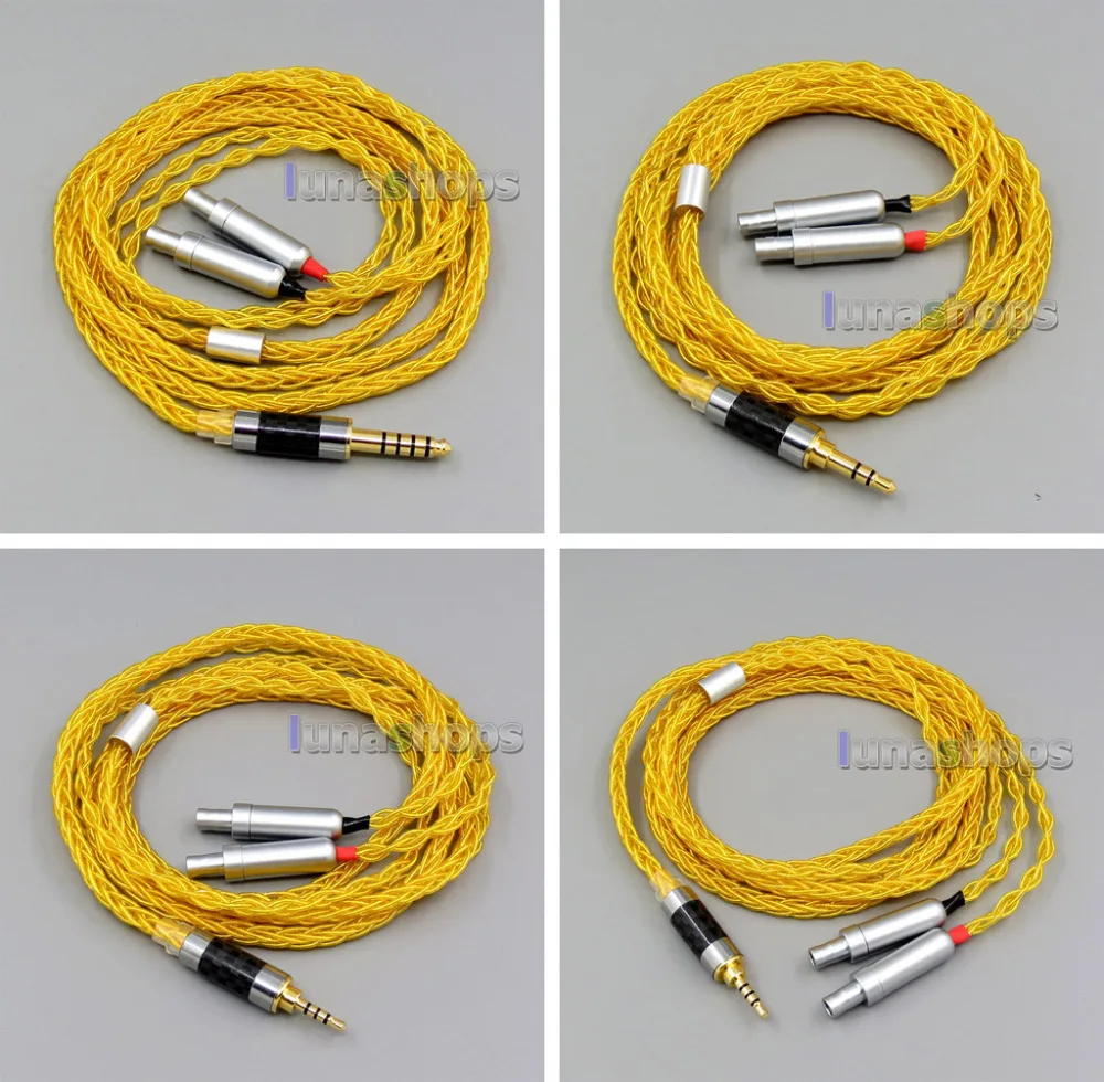 Gold 8 core 2.5mm 3.5mm 4.4mm Balanced Pure Silver Plated Copper