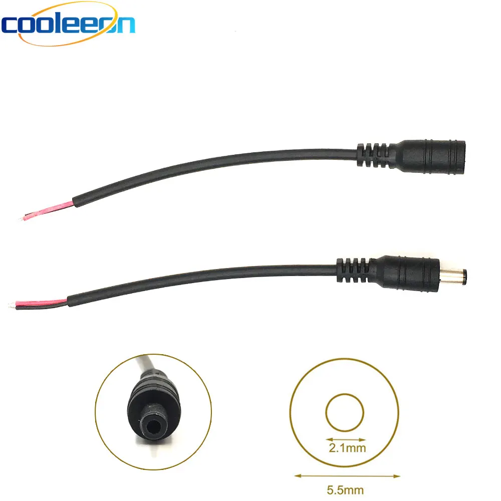 

10-Set DC Male Female Cable Wire Connector 2.1x5.5mm Plug Jack DC-022 Power Adapter For LED Strip Lights DIY Electrical Socket