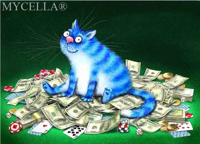 5d алмазная вышивка "сделай сам", голубая кошка, алмазная вышивка, вышивка крестиком, полностью квадратные стразы, мозаика, украшение для дома, мультяшное животное - Цвет: E