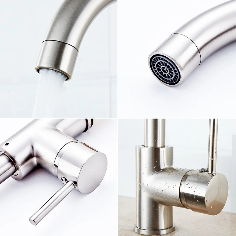 Kitchen Sink Black Water Faucet 360 Degree Rotating Deck Mounted Kitchen Mixer Taps 100059