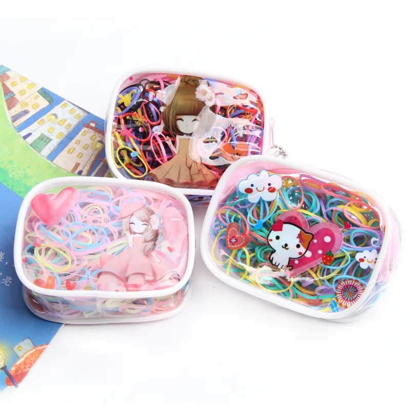 300PCS Top quality All Clear rubber Hairband for Rope Ponytail Mix-color Holder Elastic Hair Accessories Ties Braids Plaits