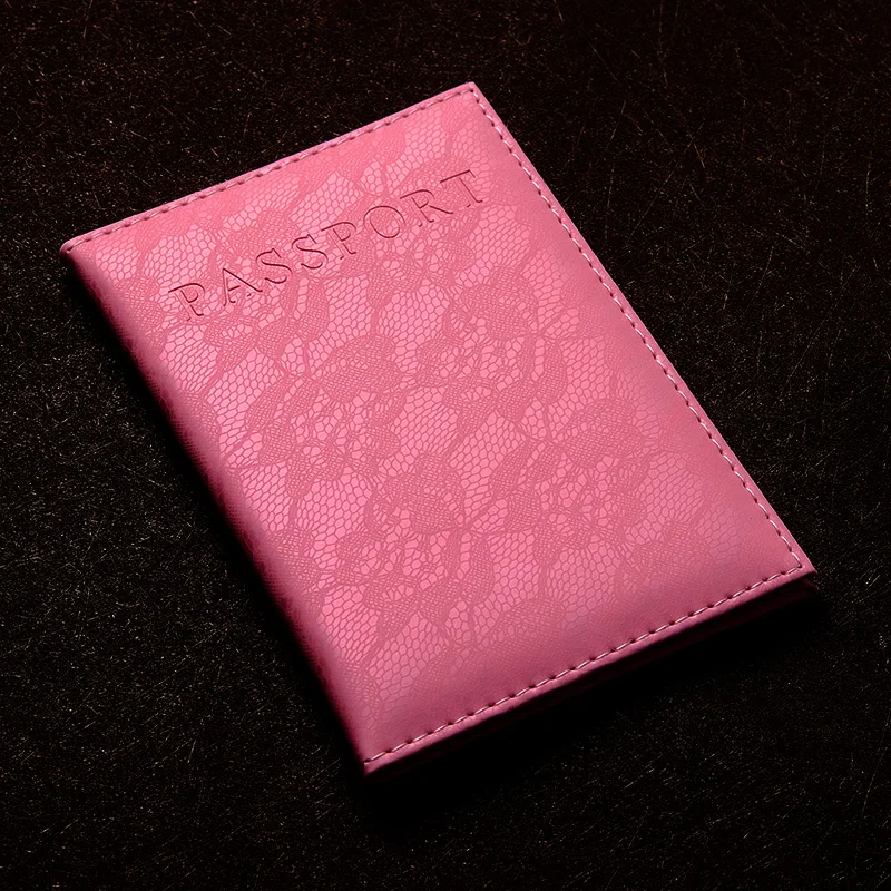 Lace Floral Women Passport Cover Pink Cute Travel Passport Case Casual Pu Leather case for