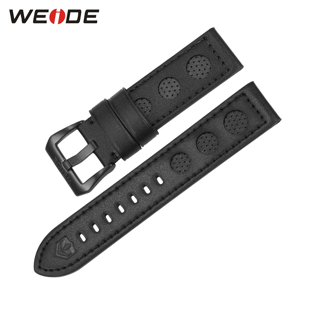 

WEIDE Luxury Brand Casual Genuine Leather Watch Strap Black Color Stainless Steel Buckle 22mm Men Fashion Leather Watch Band