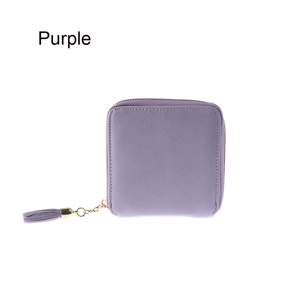 1 шт. практичный и Модный женский кожаный маленький мини-кошелек, держатель для карт, кошелек на молнии для монет, клатч, сумочка-клатч - Цвет: Purple