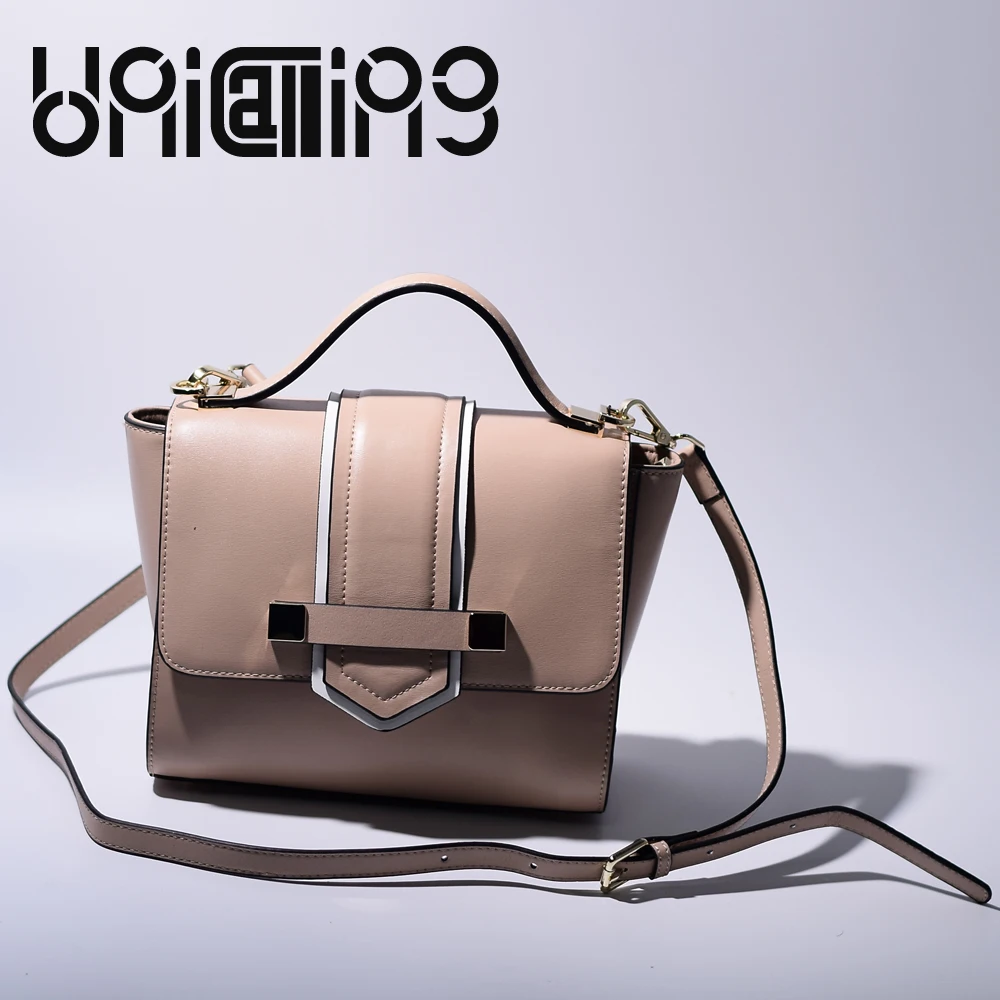 

New style tidal current Fashion split leather women bag Top grade women crossbody bag solid color All-match leather handbags