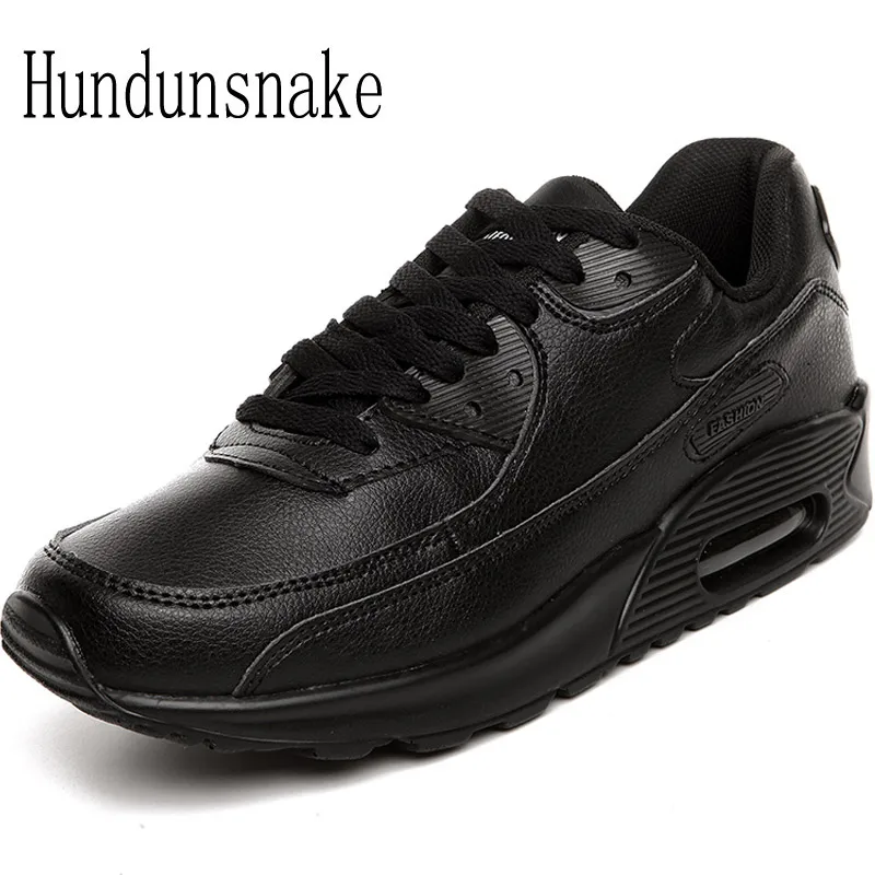 

Hundunsnake Leather Sneakers Men Black Air Male Shoes Sport Adult Running Shoes For Men Krasovki 2018 Sneakers Women Gumshoes T6
