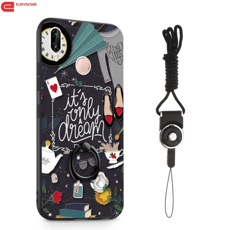 

Fashion Cute cartoon Cat Elephant Plastic w tpu cover case for Xiaomi redmi note 4 redmi note 4x note4 With Ring holder Lanyard