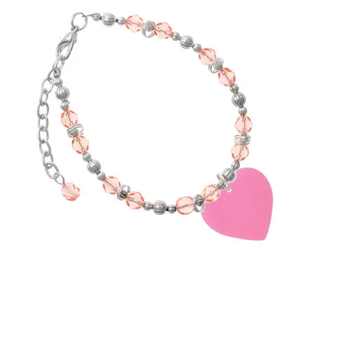 Acrylic 1 Hot Pink Heart Pink Beaded Bracelet