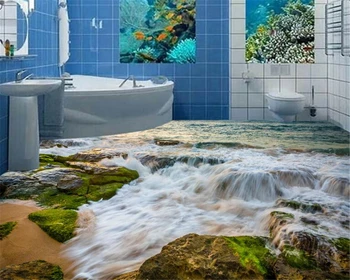 

beibehang HD fashion senior decorative painting papel de parede 3d wallpaper stone coast spray 3D living room bathroom floor
