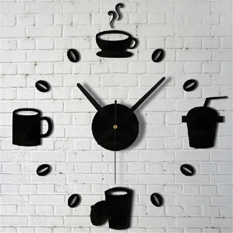 Модные электронные часы настенные часы «сделай сам» Акриловые стерео зеркальные наклейки на стену специальный корейский стиль забавные кофейные часы, настенные часы