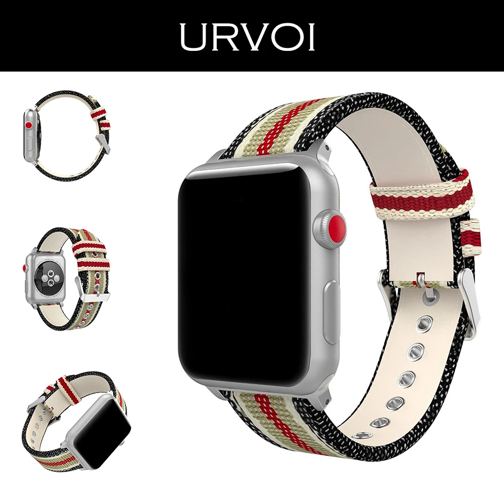 URVOI полотно холста для apple watch series 5 4 3 2 1 прочный ремешок iwatch итальянский вид