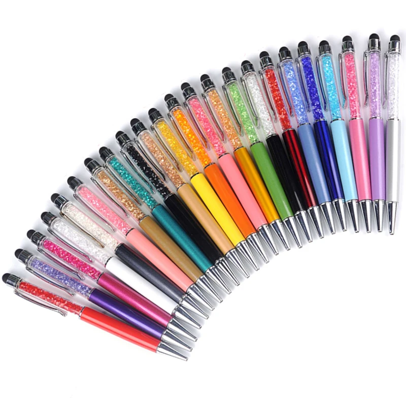 

23 Color Crystal Ballpoint Pen Creative Pilot Stylus Touch Pen for Writing Stationery Office & School Pen Ballpen ink Black blue