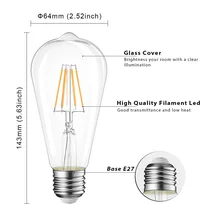 Высокое качество ST64 6 шт набор электрическая лампочка эдисона E26/E27 светорегулирующими лампочками 110V 220V Светодиодная лампа накаливания домашнего декора очистить liight в помещении