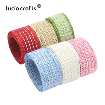 

Lucia crafts 25mm Jute Burlap Lace Ribbons for Wedding Party Cake Packaging DIY Accessories P0511