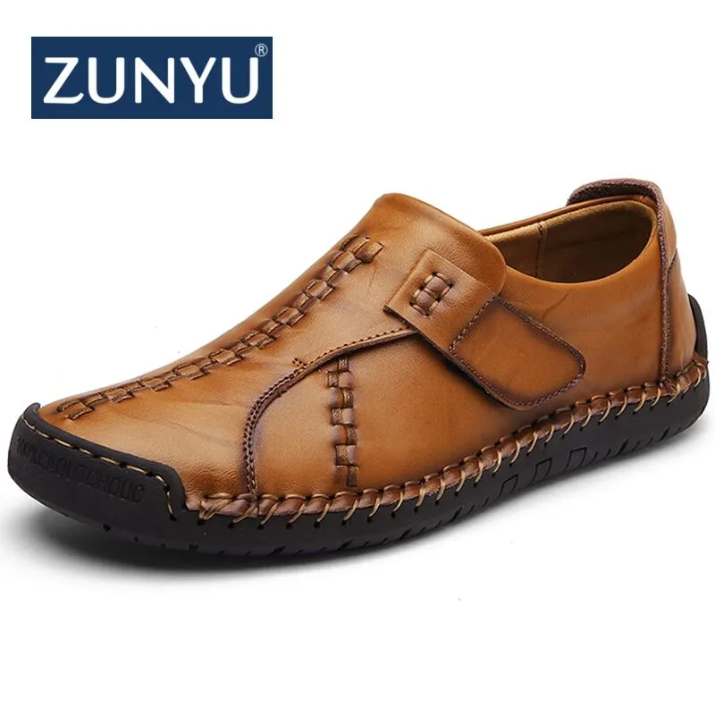 Мужские мокасины ручной работы ZUNYU лоферы из натуральной кожи без шнуровки