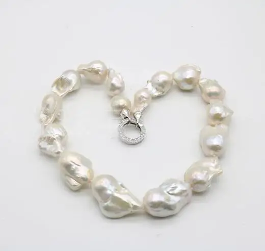 Real énorme AAA Nature mers du sud Blanc Perle Baroque Collier 18" AA PN144 