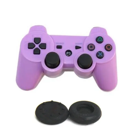 Беспроводной джойстик Bluetooth двойной вибрации игровой контроллер для PS3 игры Station 3 геймпад 3 джойстик геймпад PS3 контроллер - Цвет: purple with grip cap