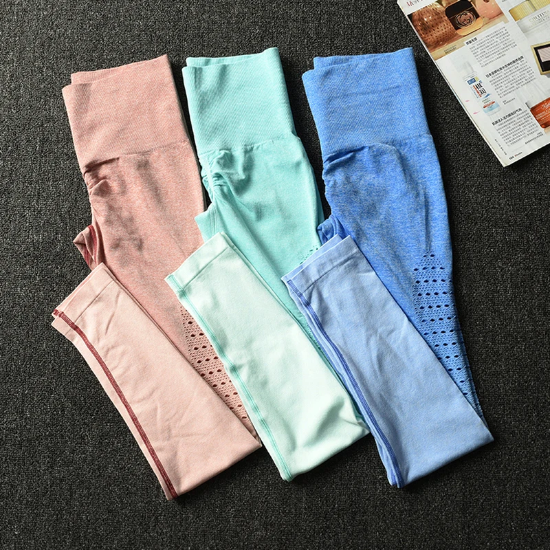 

Imlario Women Ombre Seamless Gym Fitness Leggings High Waist Yoga Pants Hollow Out Running Tights Squatproof Running Leggings
