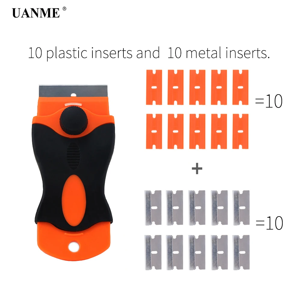 UANME, керамический скребок для стеклянной духовки, 1,5 дюйма, лезвие, пластиковая ручка, автомобильная пленка, наклейка, инструмент, нож для чистки, 20 шт., лезвие