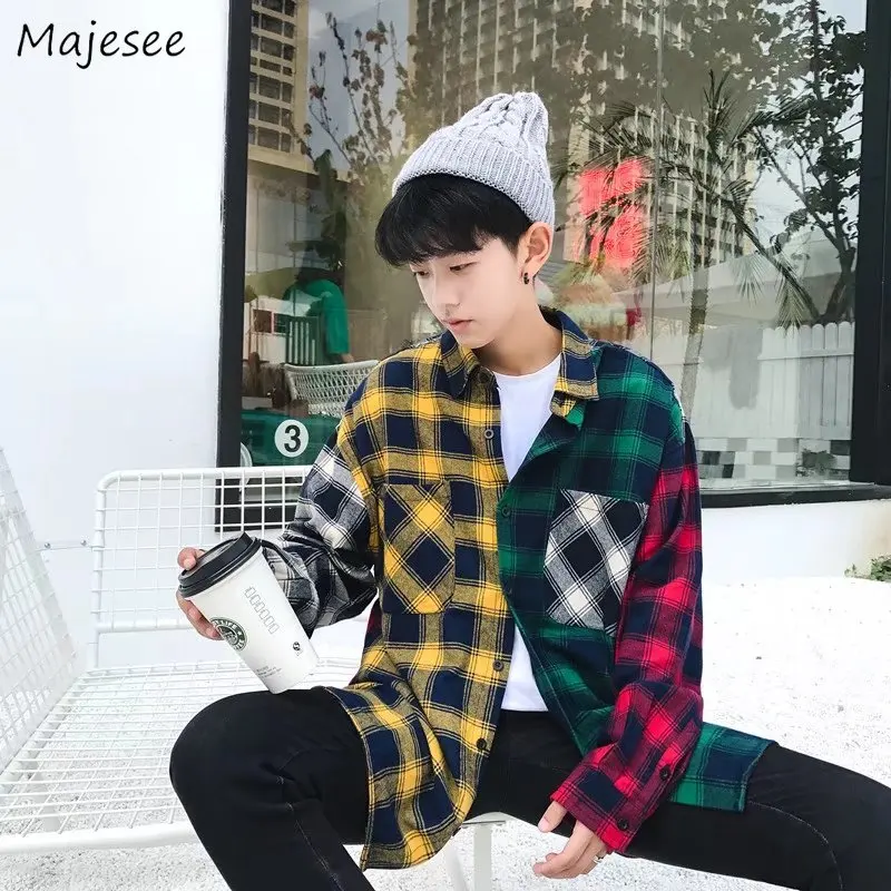 قمصان الرجال خليط الترفيه جيوب فضفاض كل مباراة الكورية نمط قميص رجل واحد الصدر الورك هوب Ulzzang الطلاب الملابس