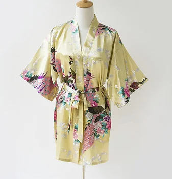 

Fashion Gold Ladies Robe Kimono Mujeres Vestido Novelty China Summer Rayon Bath Gown Nightgown Plus Size S M L XL XXL XXXL S0035