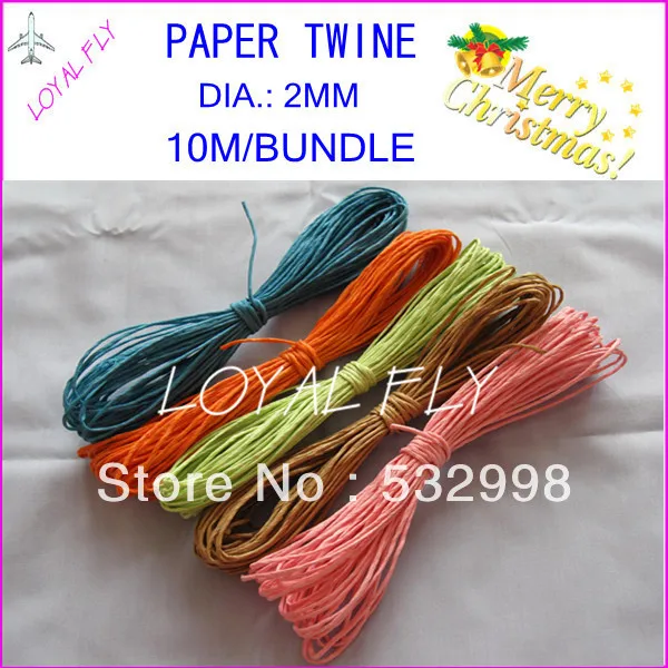 

10 color paper raffia rope(10m/bundle) 60pcs/lot, color twisted paper rope twisted paper twine by free shipping