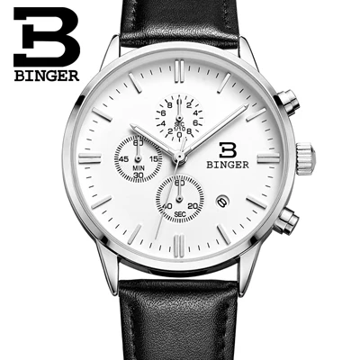Швейцарские мужские часы люксовый бренд наручные часы Бингер кварцевые мужские часы водонепроницаемые Авто Дата хронограф часы BG9201 - Цвет: Item 9