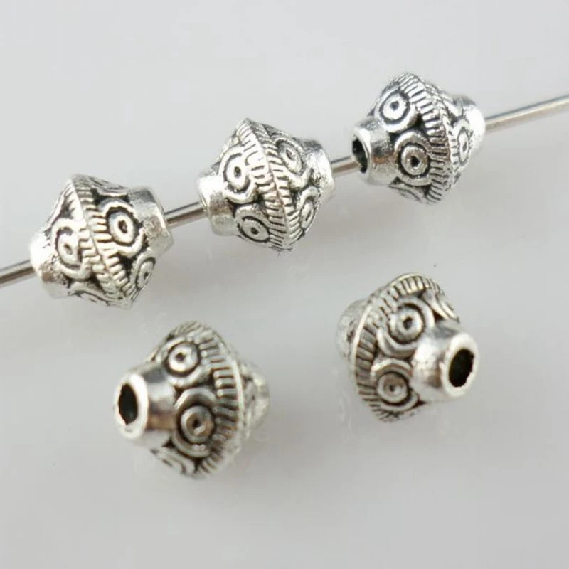 

60pcs Tibetan Silver Double Cone Loose Charm Spacers Beads 6x7mm Bracelet Beading Findings