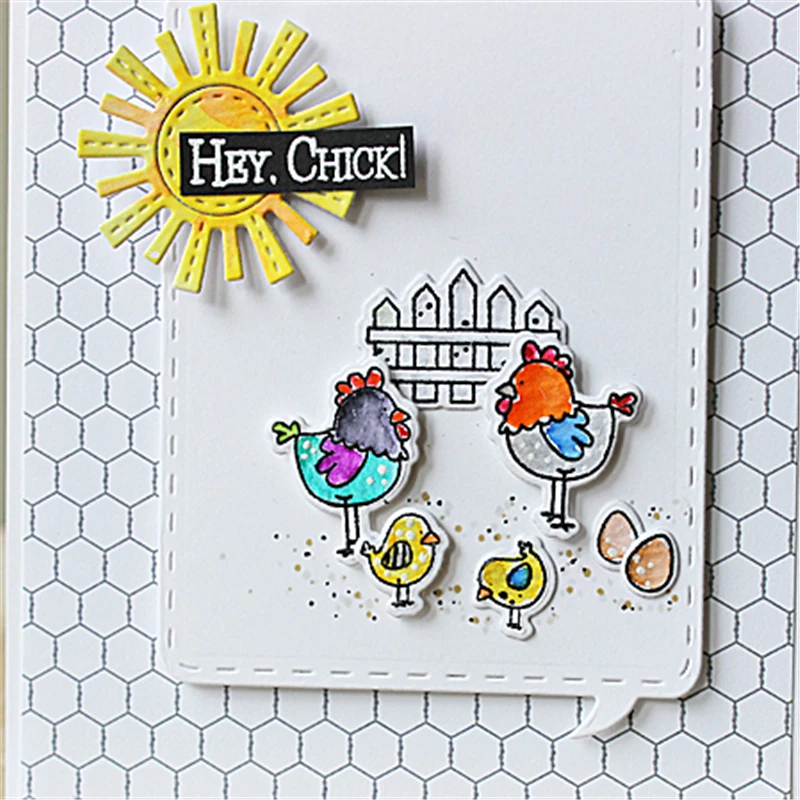 

DiyArts 8Pcs/Lot Farm Chicken Metal Cutting Dies Clear Stamps for Card Making New 2018 DIY for Scrapbooking Craft Stencil