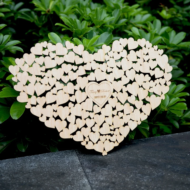 Customs Personalised Heart Shaped wedding guestbook alternative hanging heart Wedding guest book hearts wedding Decorations3