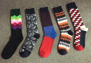 

New socks HappySocks tide brand english style mid-tube stockings cotton products ski socks winter thick warm snow socks cosplay