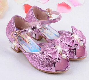 Обувь для девочек сандалии Обувь на высоком каблуке Дети принцессы Летняя кожаная Elsa обувь Chaussure Enfants FILLE sandalias Nina - Цвет: 1