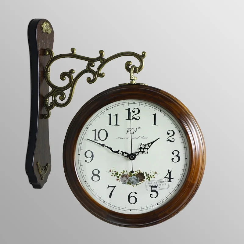 Большие Двухсторонние настенные часы Saat, современный дизайн, деревянные настенные часы, часы Relogio de Parede Reloj de Pared Horloge Murale Klok - Цвет: Wall Clock