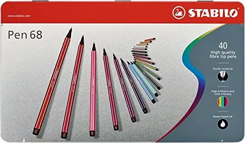 40 цветов Stabilo Ручка 68 раскрасок фломастер художественный маркер Премиум акварельный профессиональный графический рисунок ручка 1 мм металлический оловянный набор - Цвет: Stabilo 68-40Colors