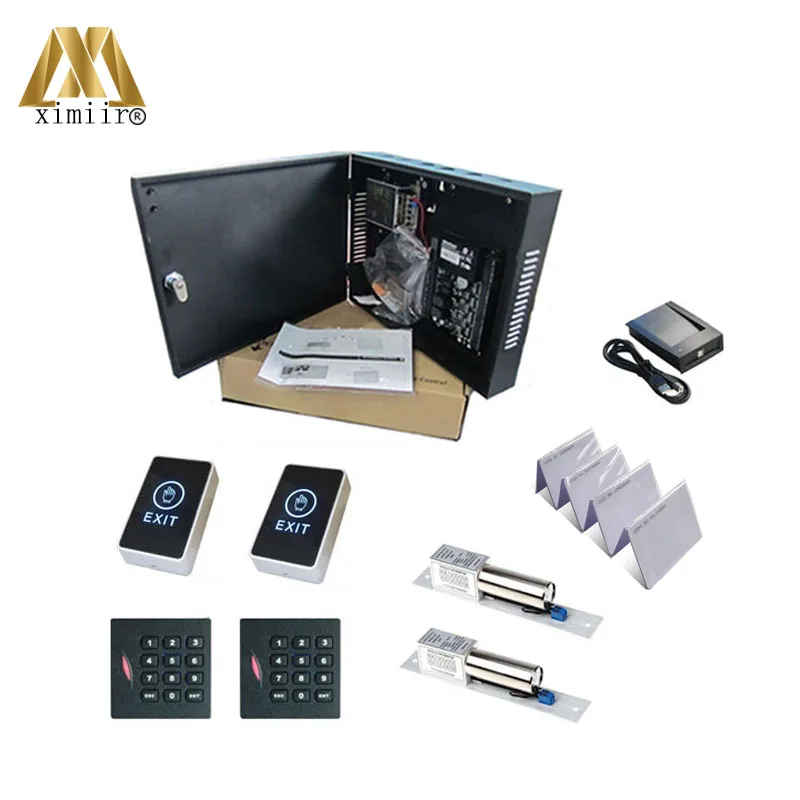 

Two doors access control panel C3-200 access control board KR102 card reader touch exit button bolt lock card register ID card