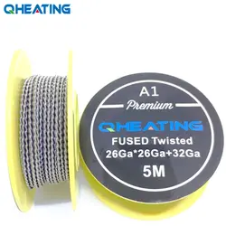 Qheating 5 м/roll Сплавленный Clapton Wire26ga * 2 + 32ga A1 для RDA РБА ввиду распылитель нагрева провода катушки инструмент