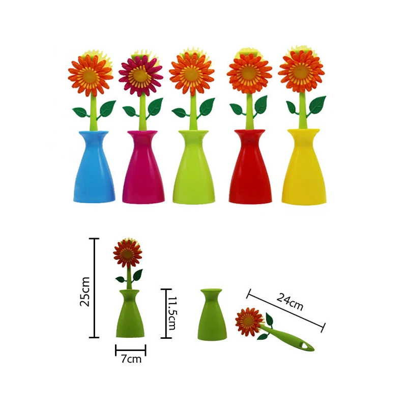 Подсолнух кухня Чистящая щетка многофункциональный пластиковый инструмент для очистки щетка с длинной ручкой Чаша Блюдо горшок очиститель домашнее украшение MJ