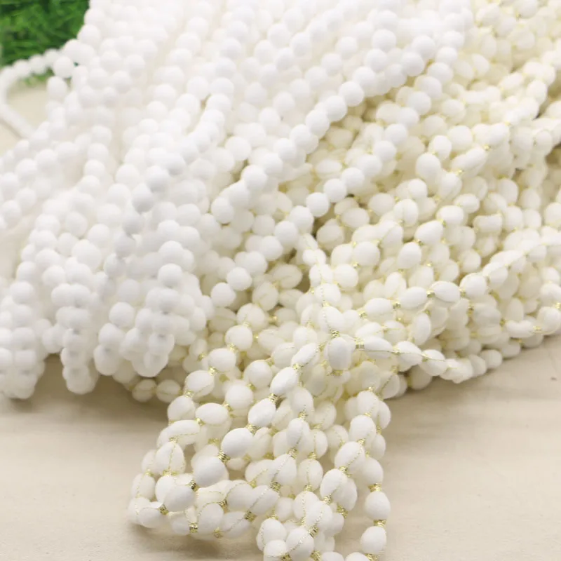 

5yards White Pompom Ball Trim Braid Bobble Pom Pom Lace Garment Fringe Ball Decorative Trim for Scarf, DIY Dolls, Home Decor