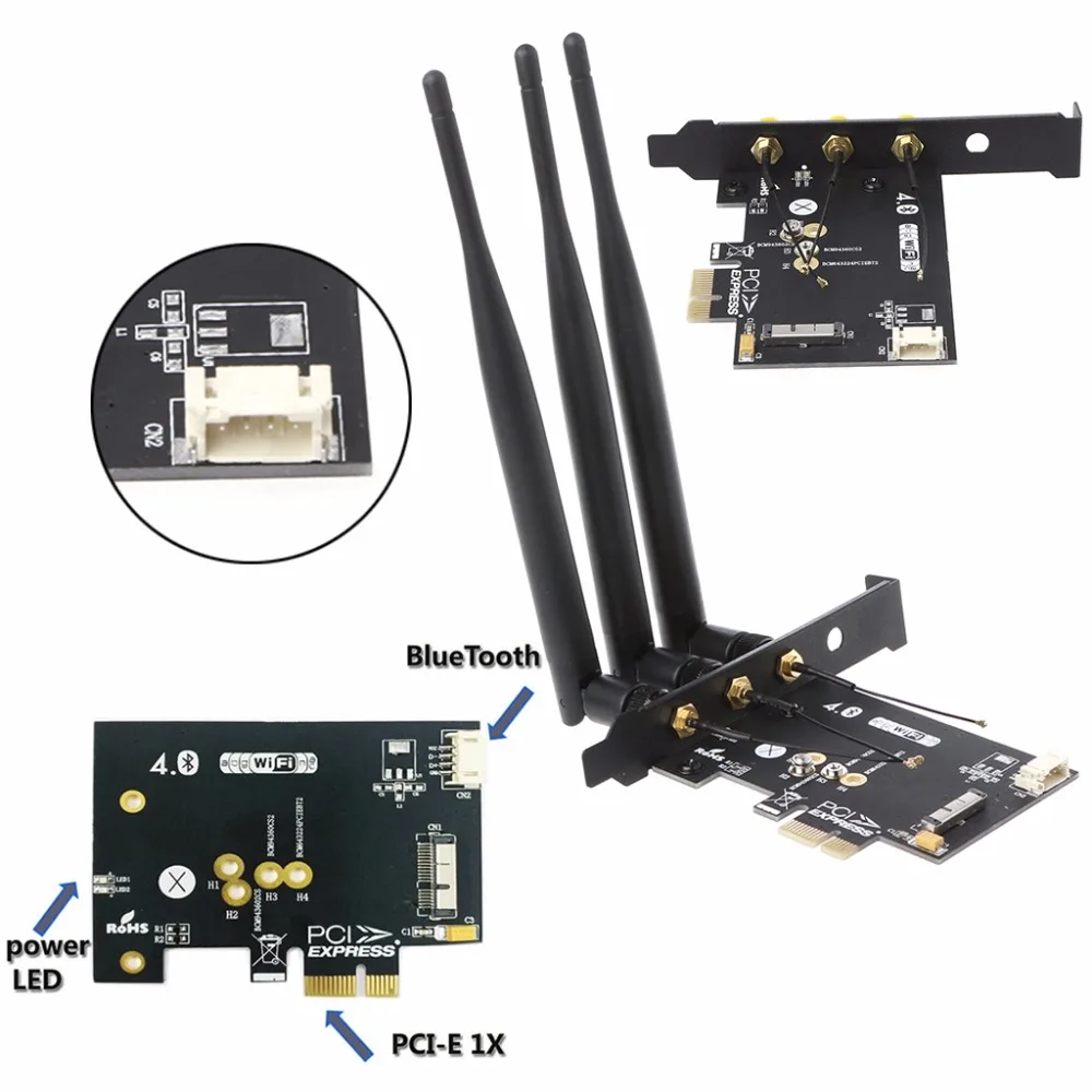 1 комплект WiFi + Bluetooth 4,0 Беспроводная карта для Mini PCI-E 1X адаптер для компьютера PC/Hackintosh высокого качества