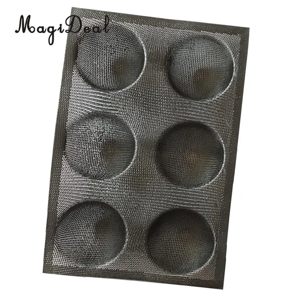 MagiDeal Silicone Hamburger Forms Peforated Bakery Bun Bread Mould Baking Tray 6 Cups